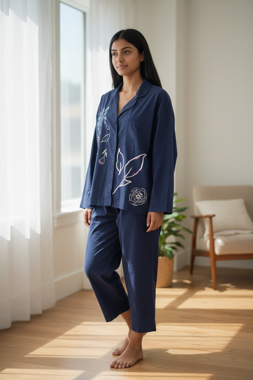 NAVY FLORAL REVER SHIRT