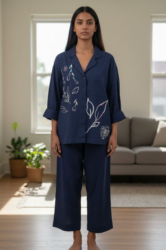 NAVY FLORAL REVER SHIRT