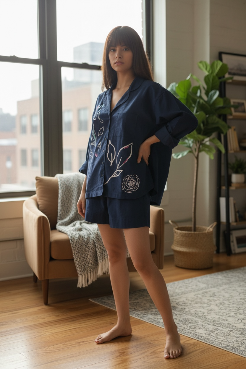 NAVY FLORAL REVER SHIRT